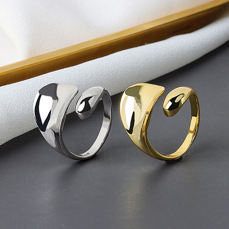Women's Ornament Exaggerated Wide Glossy Drop-shaped Open Rings