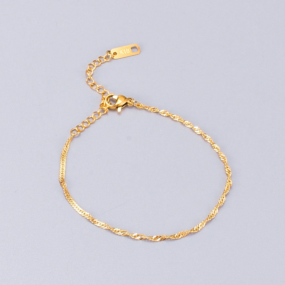 Glossy Twist Titanium Steel Gold Plated Bracelets