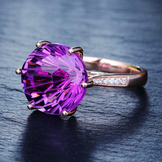 Korean Amethyst Elegant Colored Gemstone Diamond Rings