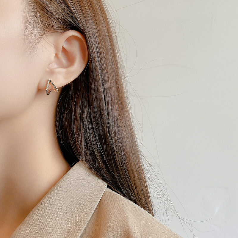 High-grade Trendy Style Triangle Female Sier Earrings