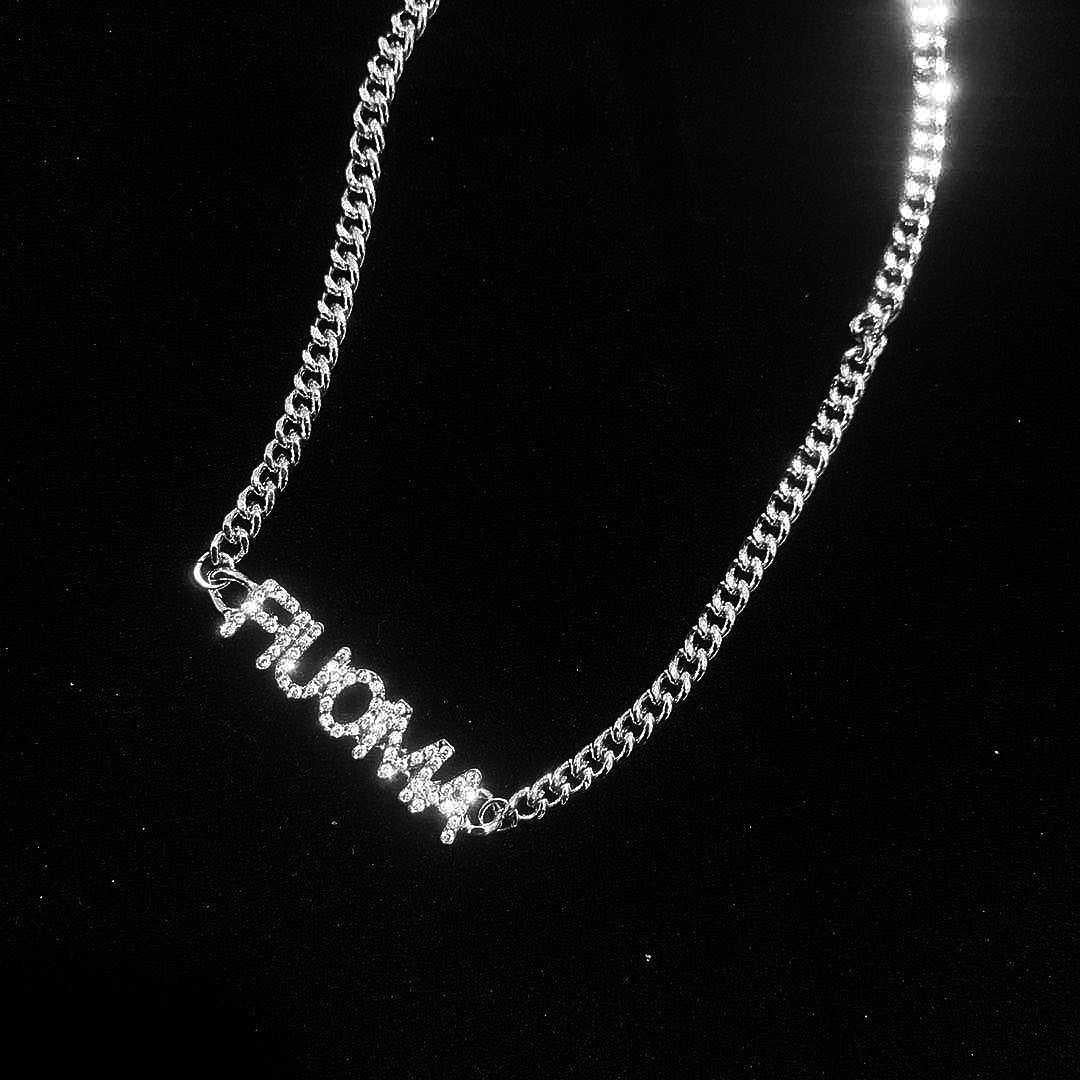 Break Head Style Sexy Rhinestones Letter Necklaces