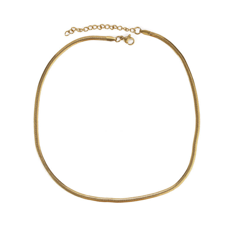 Electroplated Real Gold Stylish Retro Minimalism Flat Chain Necklaces