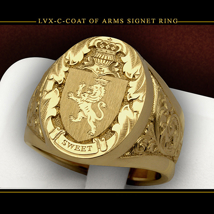 Löwenschild-Abzeichen, vergoldete königliche Ringe