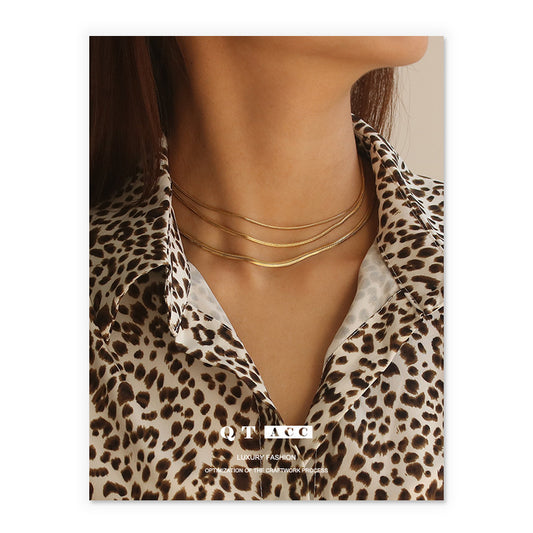 Electroplated Real Gold Stylish Retro Minimalism Flat Chain Necklaces