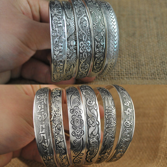 Ethnic Style Tibetan Miao Sier Fashion Vintage Engraving Bracelets