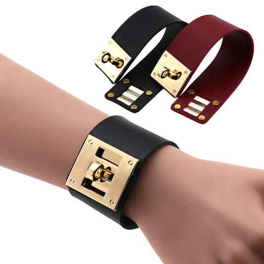 Exaggerated Personalized Alloy Buckle Wide Punk Bracelets