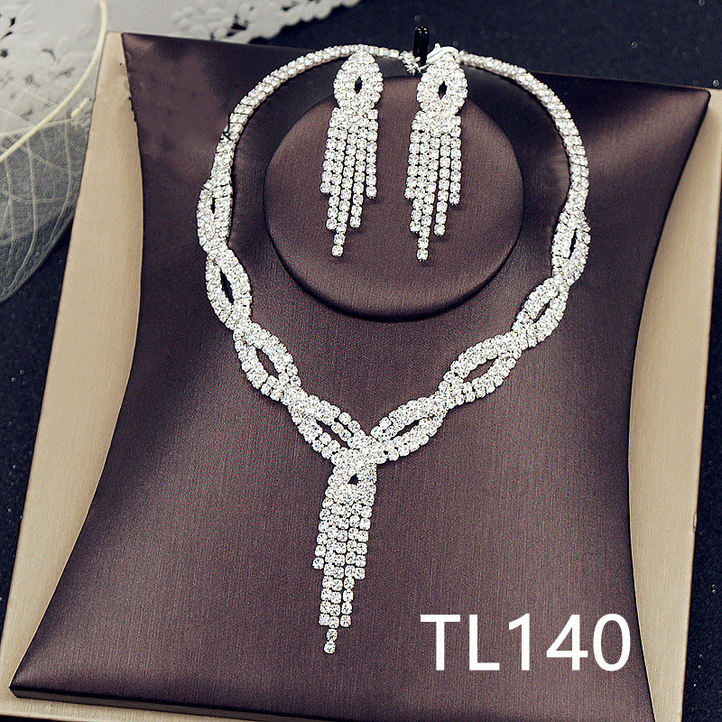 Bridal Wedding Dress Full Diamond Set Necklaces