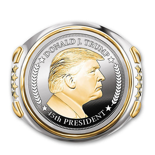 Men's Personality President Trump Two-tone Hip Hop Rings