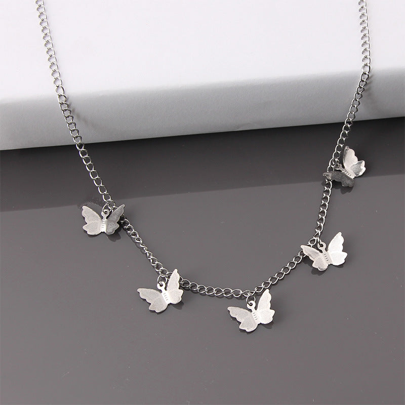 Steel Gold Sier Three-dimensional Butterfly Ornament Necklaces