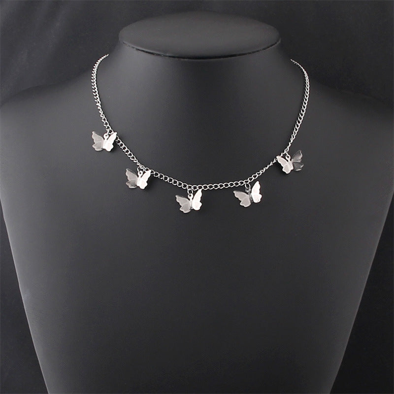 Steel Gold Sier Three-dimensional Butterfly Ornament Necklaces