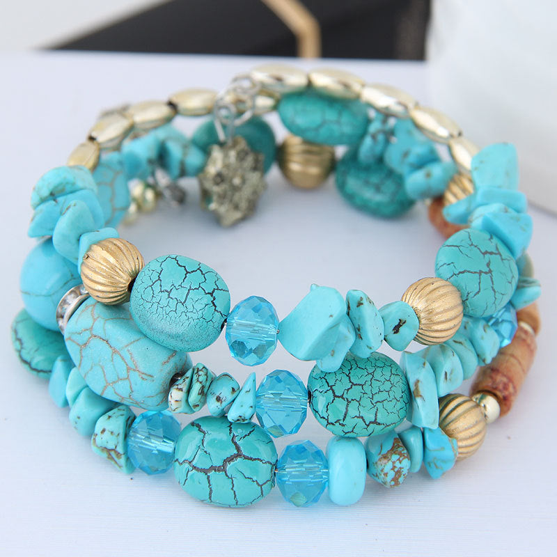 Bracelets à enroulement de perles d'agate Turquoise Vintage bohème