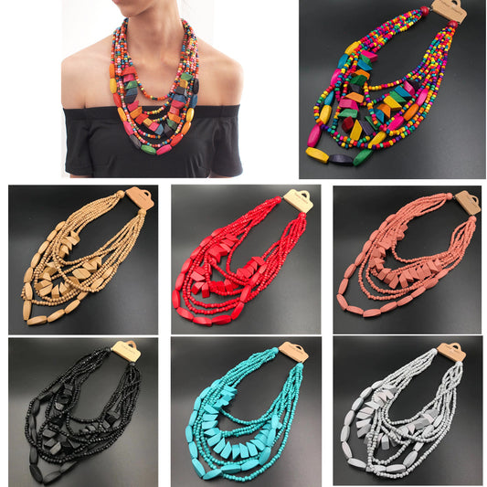 Women's Beaded Long Bohemian African Style Sweater Necklaces