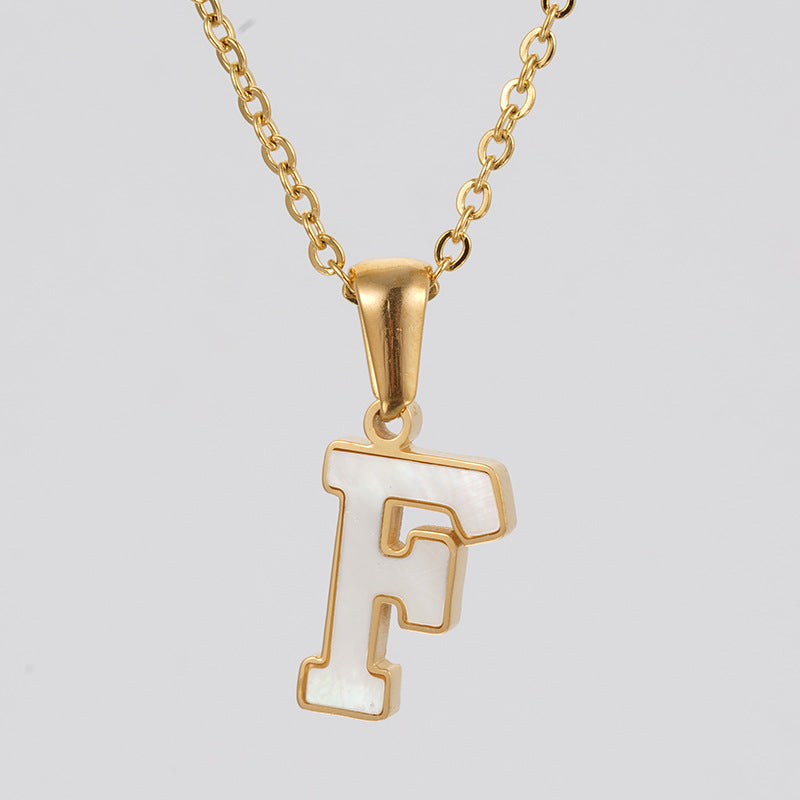 Women's Gold Shell Stainless Steel Letter Pendant Titanium Necklaces