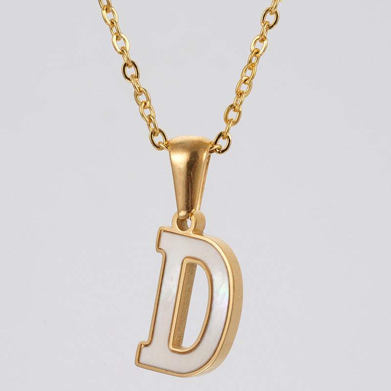 Women's Gold Shell Stainless Steel Letter Pendant Titanium Necklaces