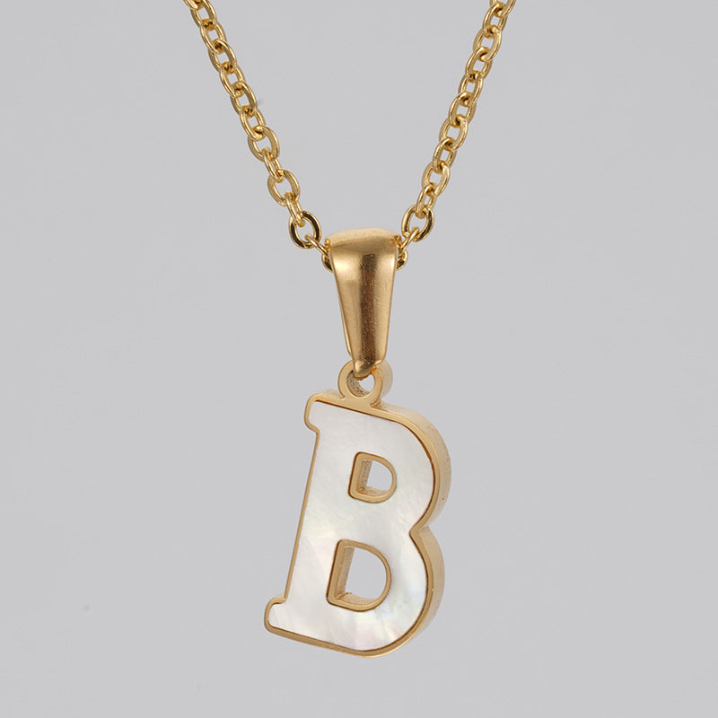 Women's Gold Shell Stainless Steel Letter Pendant Titanium Necklaces