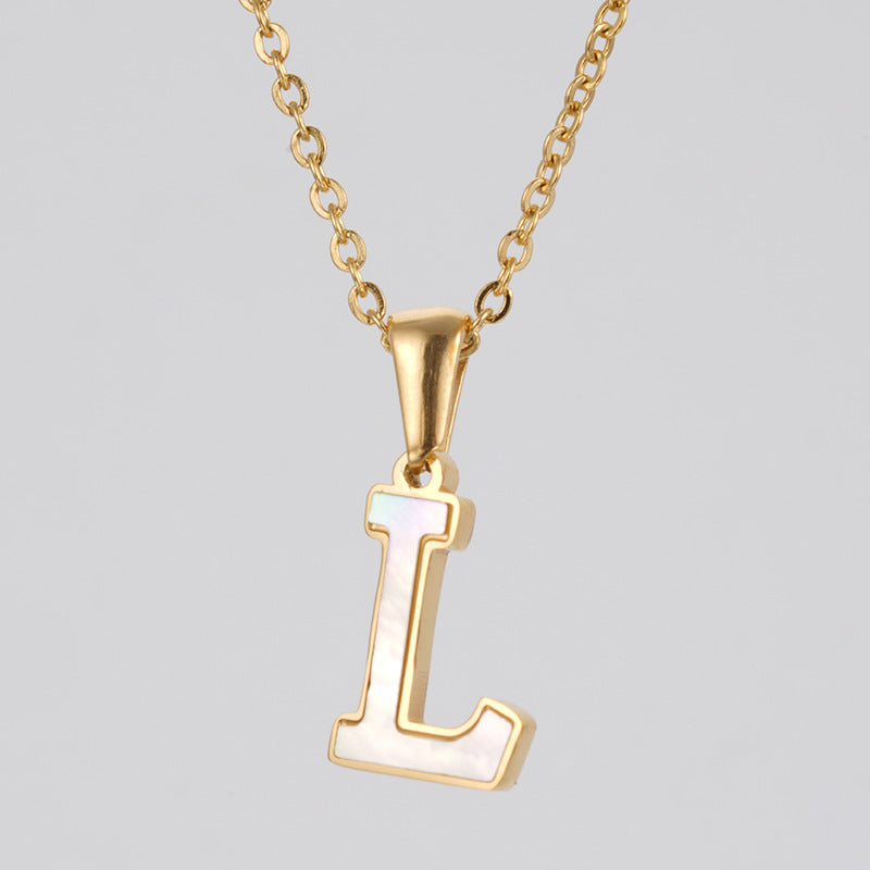 Women's Gold Shell Stainless Steel Letter Pendant Titanium Necklaces