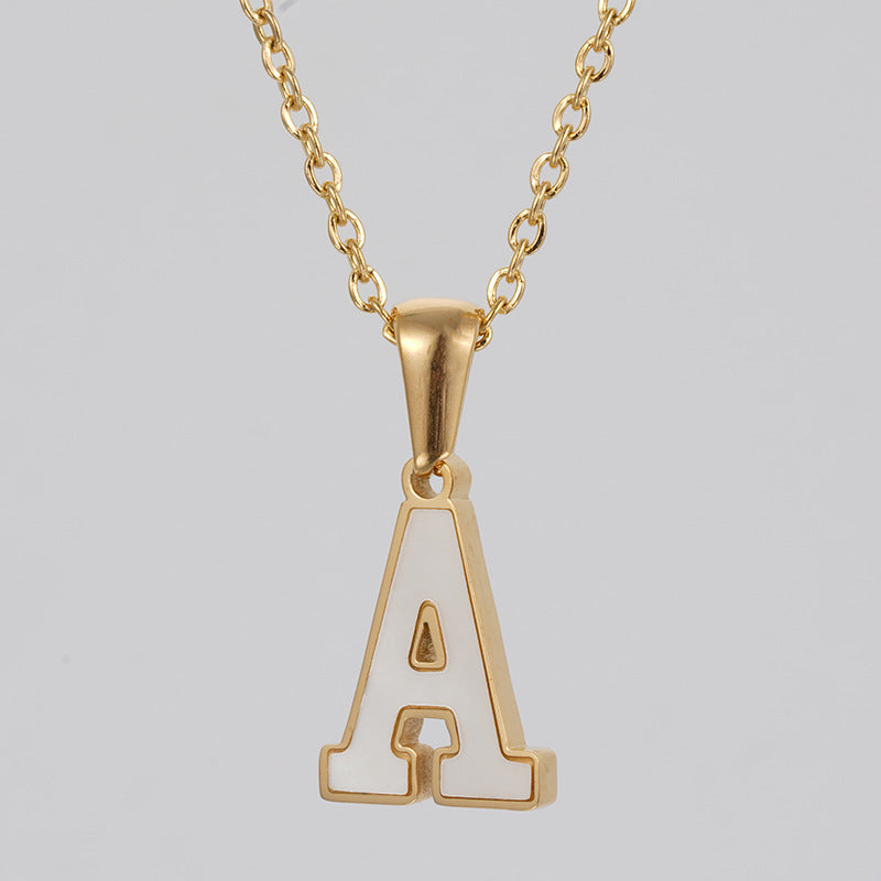 Women's Gold Shell Stainless Steel Letter Pendant Titanium Necklaces