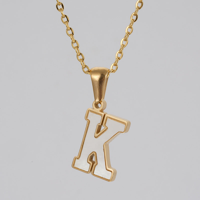 Women's Gold Shell Stainless Steel Letter Pendant Titanium Necklaces