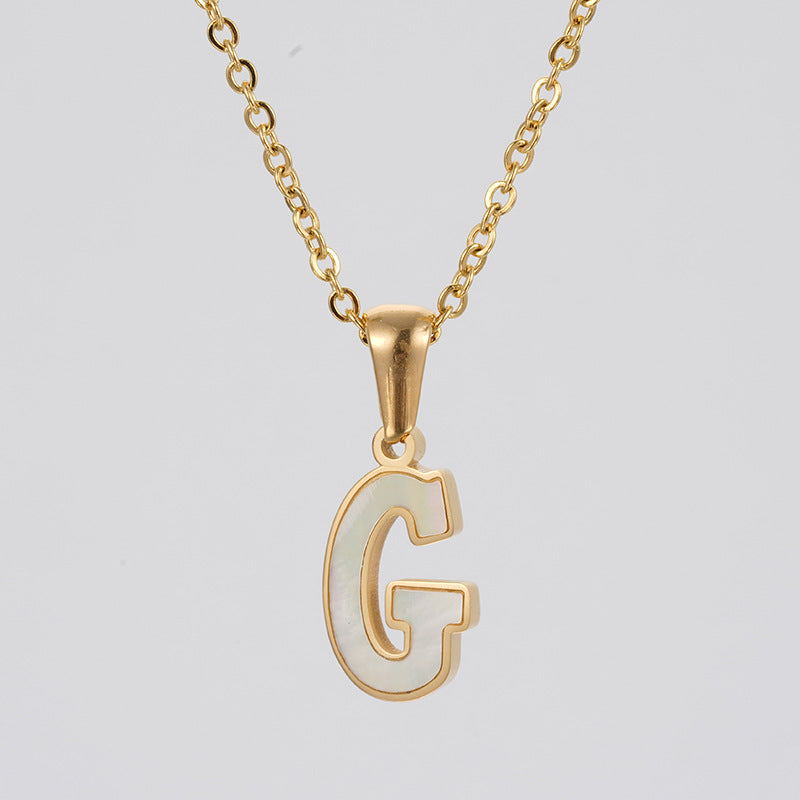 Women's Gold Shell Stainless Steel Letter Pendant Titanium Necklaces