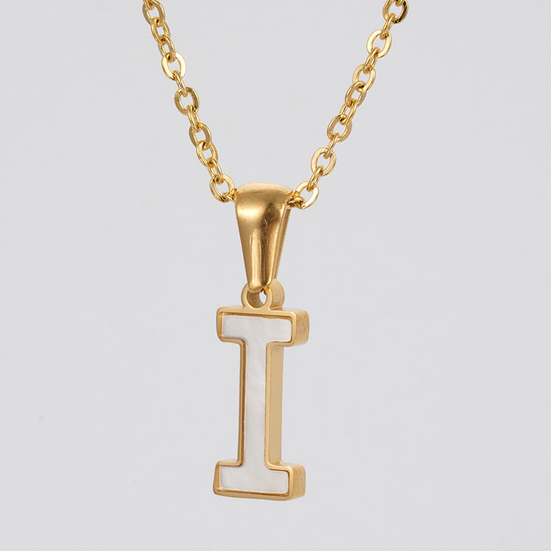 Women's Gold Shell Stainless Steel Letter Pendant Titanium Necklaces