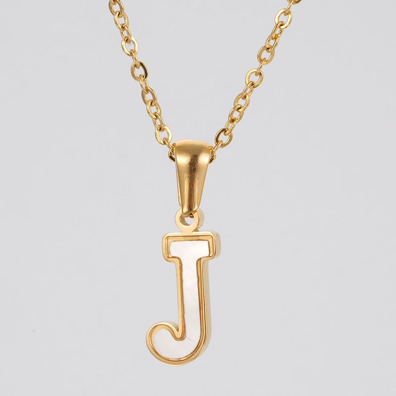 Women's Gold Shell Stainless Steel Letter Pendant Titanium Necklaces