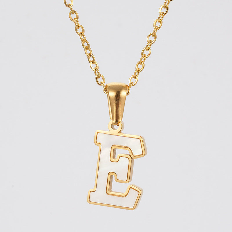 Women's Gold Shell Stainless Steel Letter Pendant Titanium Necklaces