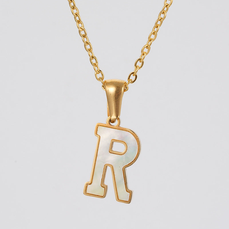 Women's Gold Shell Stainless Steel Letter Pendant Titanium Necklaces