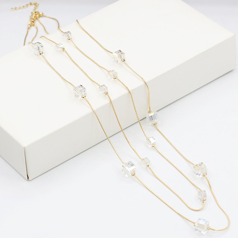 Crystal Long Korean Fashion Sweater Chain Necklaces