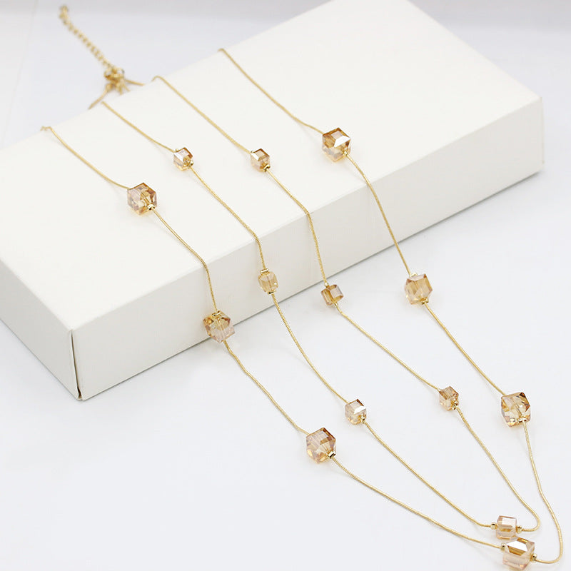 Crystal Long Korean Fashion Sweater Chain Necklaces