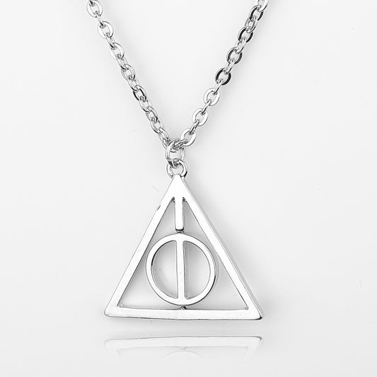 Deathly Hallows Resurrection Stone Pendant Rotatable Triangle Harry Necklaces