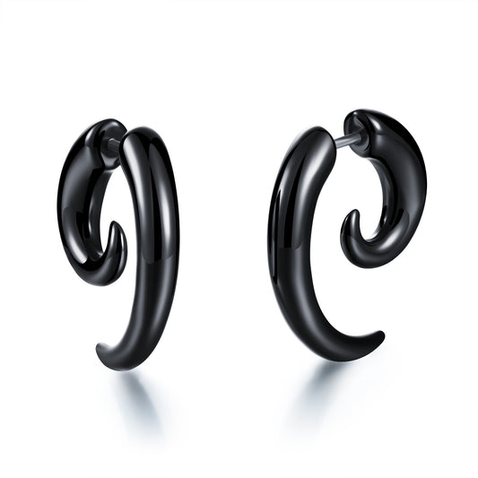 Boucles d'oreilles piercing punk en acrylique noir, oreille d'escargot