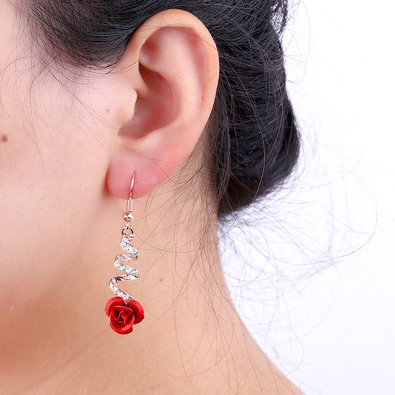 Durable Love Rose Ear Hanging Accessories Earrings