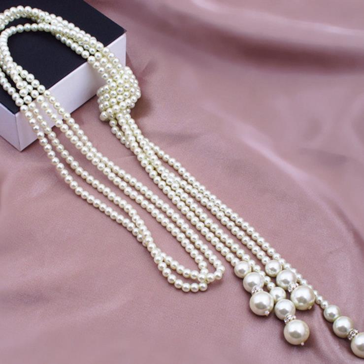 Women's Pearl Long Knotted Sweater Chain For Necklaces