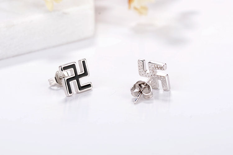 Men's Style Black Hollow Trendy Jewelry Korean Earrings