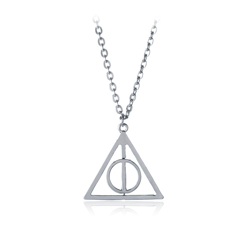 Deathly Hallows Resurrection Stone Pendant Rotatable Triangle Harry Necklaces