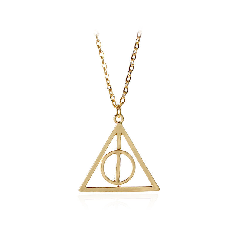 Deathly Hallows Resurrection Stone Pendant Rotatable Triangle Harry Necklaces