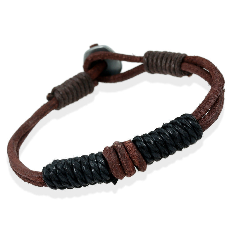 Jewelry Vintage Weave Cattle Leather Couple Bracelets