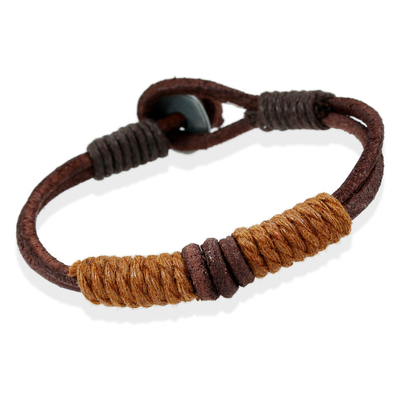 Jewelry Vintage Weave Cattle Leather Couple Bracelets