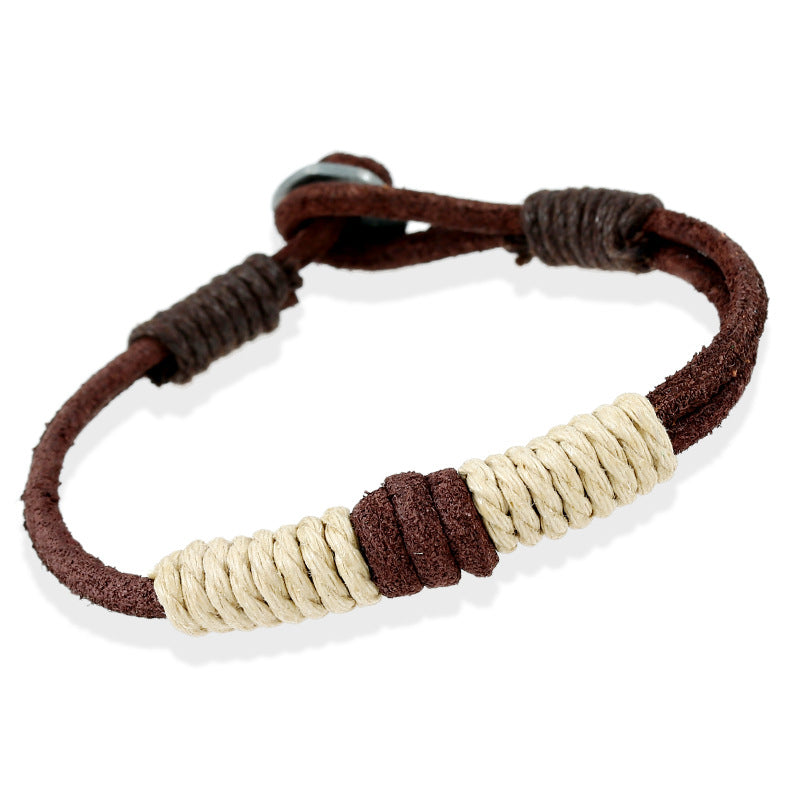 Jewelry Vintage Weave Cattle Leather Couple Bracelets