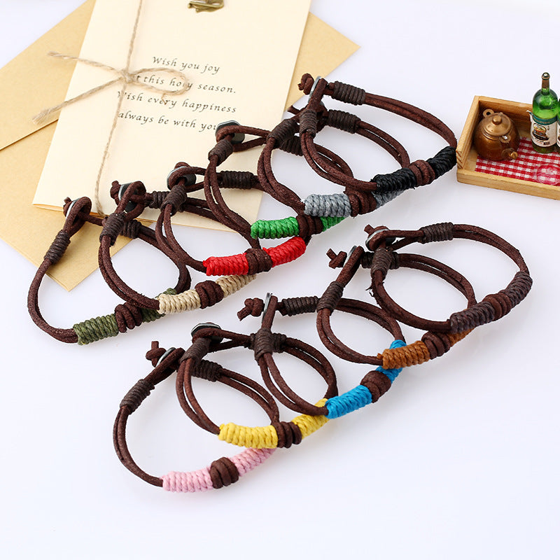 Jewelry Vintage Weave Cattle Leather Couple Bracelets