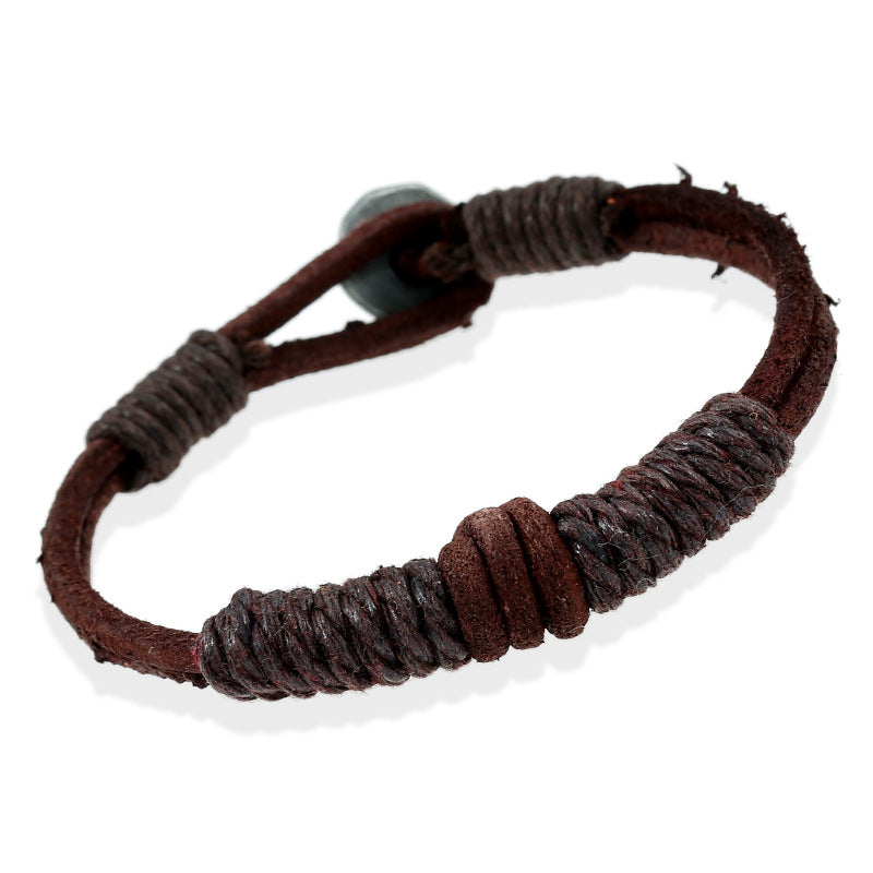 Jewelry Vintage Weave Cattle Leather Couple Bracelets