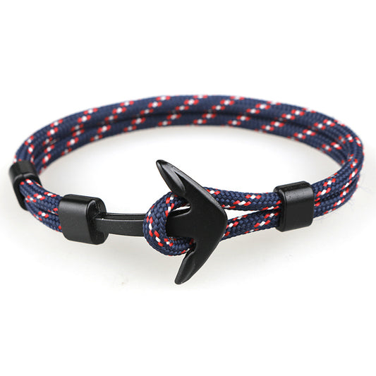 Anchor Chain Parachute Cord Black Sea Bracelets