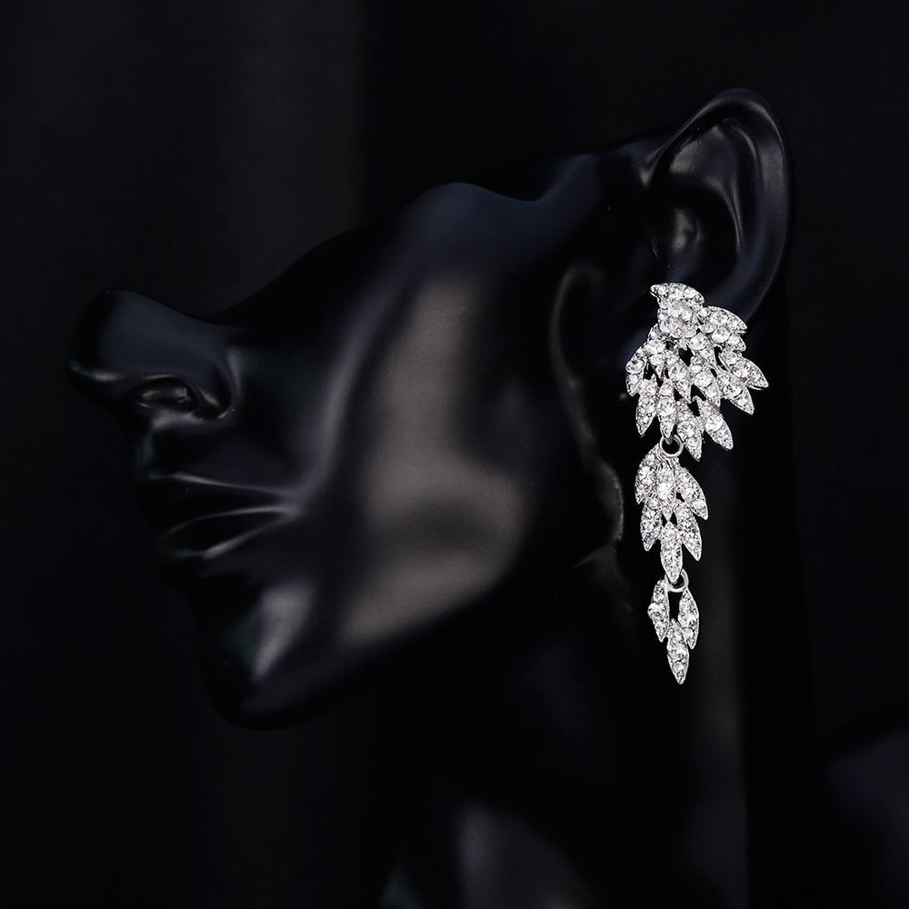 Exaggerated Fashion Tassel Long Alloy Diamond Earrings