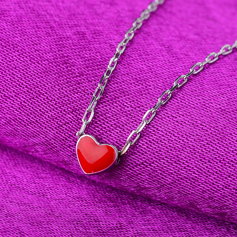 Colliers de fille de tempérament simple pendentif coeur de pêche plaqué