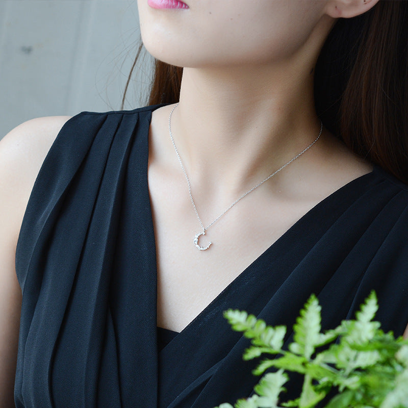 Rhinestone Irregular Crescent Temperament Moon Clavicle Necklaces