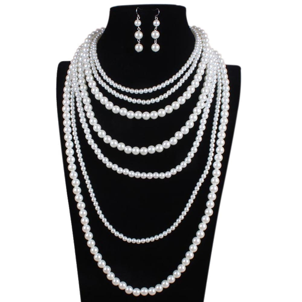 Women's Simple Pearl Long Sweater Chain Jewelry Necklaces