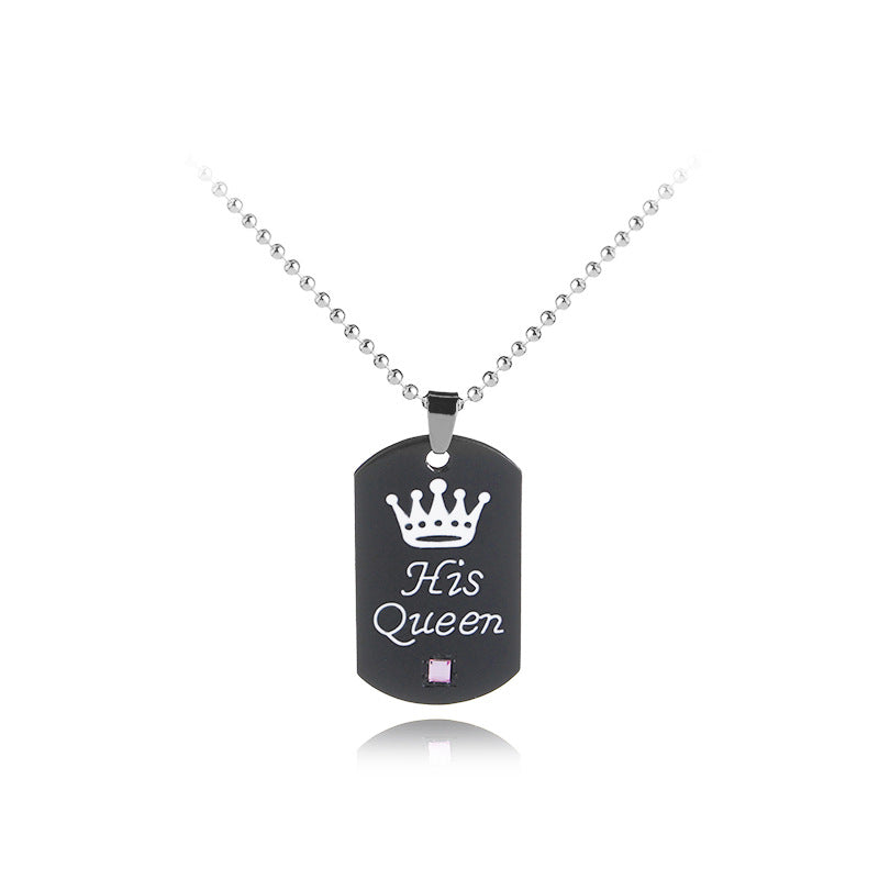 Trendy Slouchy Fashion Couple Crown Inscription Necklaces