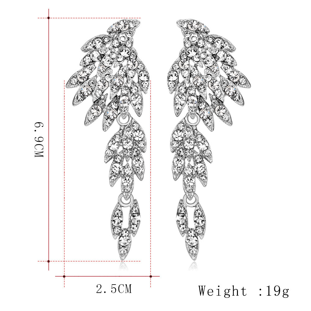 Exaggerated Fashion Tassel Long Alloy Diamond Earrings