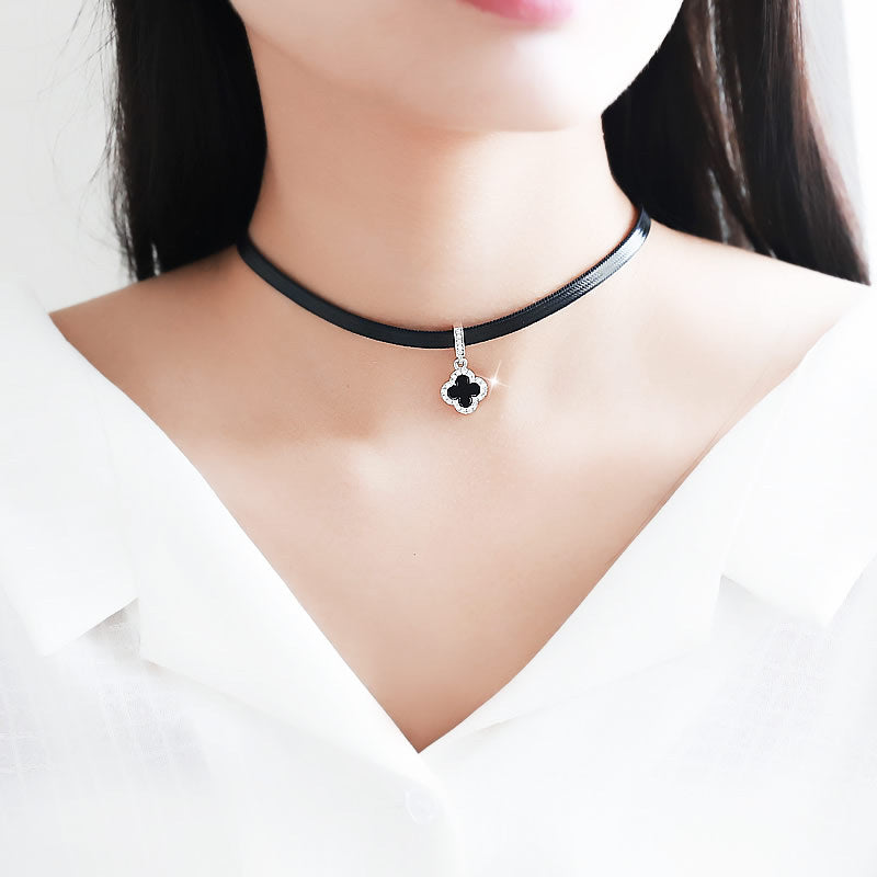 Sier Korean Four-leaf Clover Jewelry Clavicle Chain Necklaces