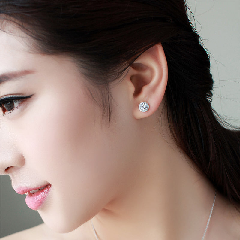 Women's Round Full-jeweled Fashion Exquisite Rhinestone Zircon Earrings